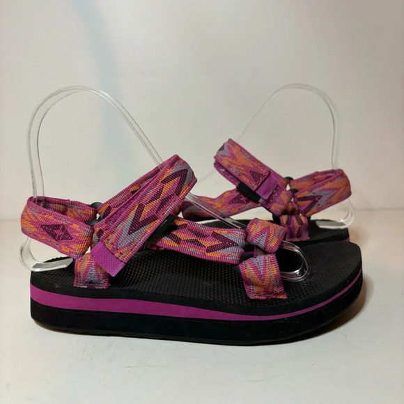 TEVA Women’s Midform Universal Sandals Diamond Festival Fuchsia Shoes Size 5 - Picture 4 of 10